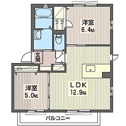エスポアメゾンB 2LDKの間取図画像