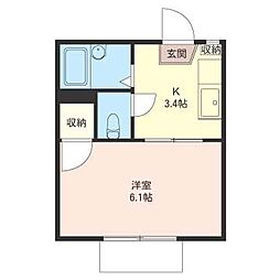 美杉コーポ 1Kの間取図画像