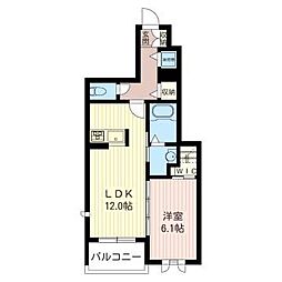 セントラルセレッソ国立 1階1LDKの間取り