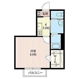 カルフール 1Kの間取図画像