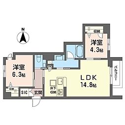 レジェンド 1階2LDKの間取り