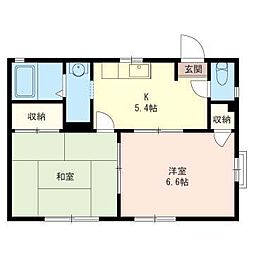 ハウス道塚 2Kの間取図画像