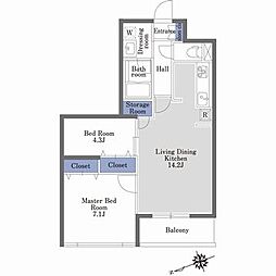 MASTLIFEAKABANEWEST 2LDKの間取図画像