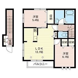 CASAARTE 2LDKの間取図画像