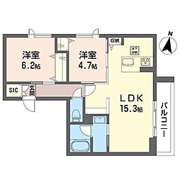 パイン ステージ 千川 2LDKの間取図画像