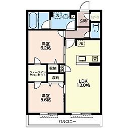 サンドリヨン 2LDKの間取図画像