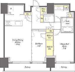 プライムメゾン中目黒 2LDKの間取図画像