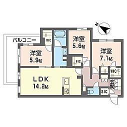 リコラータ 3LDKの間取図画像