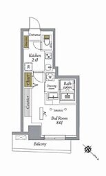 ル・リアン築地 1Kの間取図画像