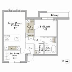桂高輪 2LDKの間取図画像