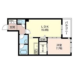 エルム碑文谷 1LDKの間取図画像