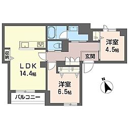 エクラシエ ウエスト 2LDKの間取図画像