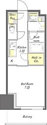 プライムメゾン中目黒 1Kの間取図画像