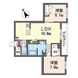 フレシア笹塚 2LDKの間取図画像