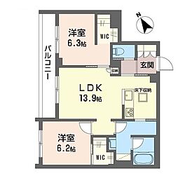 フレシア笹塚 2LDKの間取図画像