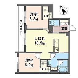 フレシア笹塚 2LDKの間取図画像