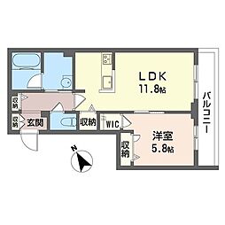 リラフォート久我山 1階1LDKの間取り