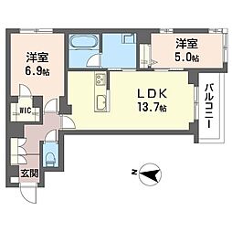 グランセーヌ 2LDKの間取図画像