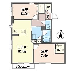 カルテット萩山 2LDKの間取図画像