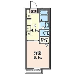 クレベール 1Kの間取図画像