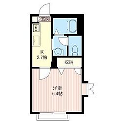 フォンテ・ナツ 2階1Kの間取り