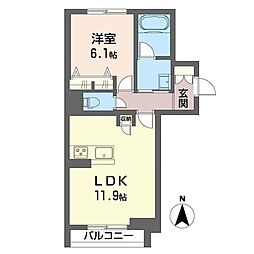 ルイージ 1LDKの間取図画像