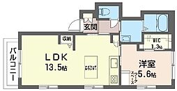 エスペランサ中町 1LDKの間取図画像