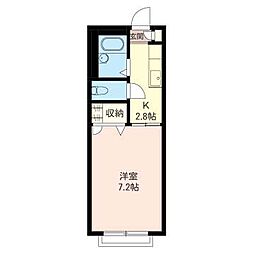 ケイスピティ 1Kの間取図画像