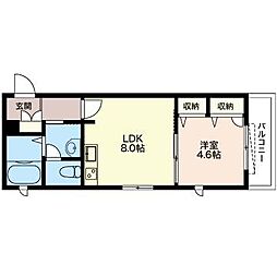 自由ケ丘マンション 1LDKの間取図画像
