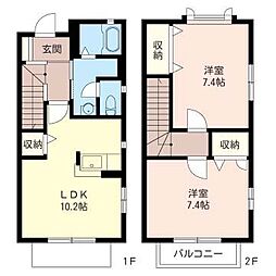 クレスト 2LDKの間取図画像