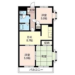 メゾンドールタナカ 3DKの間取図画像