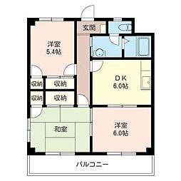 サンライズナミキ 3DKの間取図画像