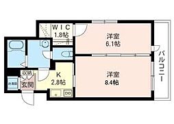 サンハイム 2Kの間取図画像