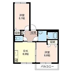 ＳＨＩＢＵＳＡＷＡ　ＦＬＡＴＳ 1階2DKの間取り