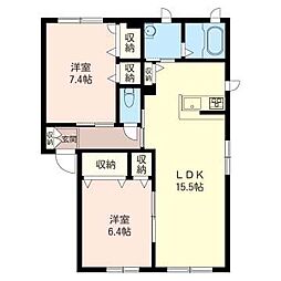 コルダン1 2LDKの間取図画像