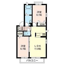 ディアコート・パルA 2LDKの間取図画像