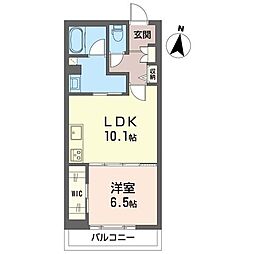 グランドソレイユ湘南横松 1LDKの間取図画像