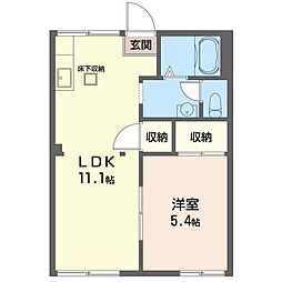 メゾン向原No.1 1LDKの間取図画像