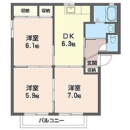 パストラル 3DKの間取図画像