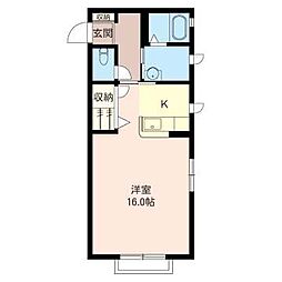 オレンヂコート ワンルームの間取図画像