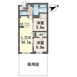 プレミアス 2LDKの間取図画像