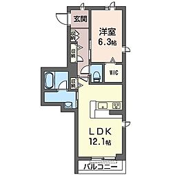 エトワール 1LDKの間取図画像
