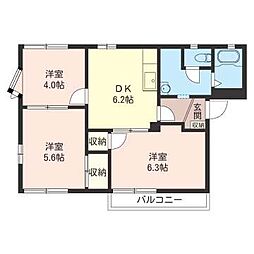 グリーンコーポC 3DKの間取図画像