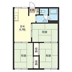 山田ハイツ 3DKの間取図画像