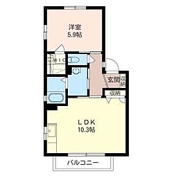 グリーンヴィレッジ 1LDKの間取図画像