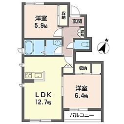 スクエアテラス東浦和 2LDKの間取図画像