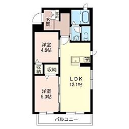 ベレオ南浦和 2LDKの間取図画像