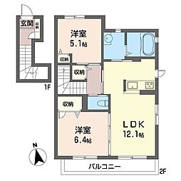プランドールA 2LDKの間取図画像