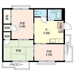 ハイム赤山 3Kの間取図画像