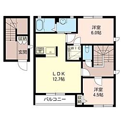 カーサグラシアスE 2LDKの間取図画像